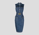 Elisabetta Franchi - VESTIDO DE JEAN CEÑIDO HASTA LA RODILLA CON CINTURON