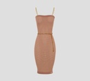 Elisabetta Franchi - VESTIDO DE PUNTO CON TIRAS Y CINTURÓN DE CADENA DORADA