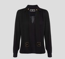 Elisabetta Franchi - BLUSA MANGA LARGA ABOTONADA CON BUFANDA Y LOGO