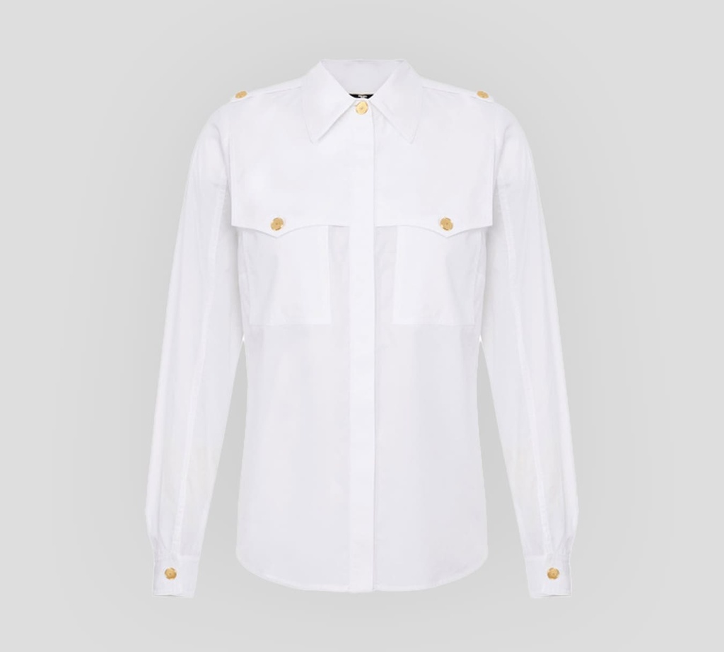 Elisabetta Franchi - CAMISA CON DOBLE BOLSILLO Y BOTONES DORADOS