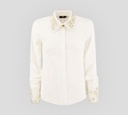 Elisabetta Franchi - BLUSA MANGA LARGA CON PEDRERIA EN CUELLO Y MANGAS