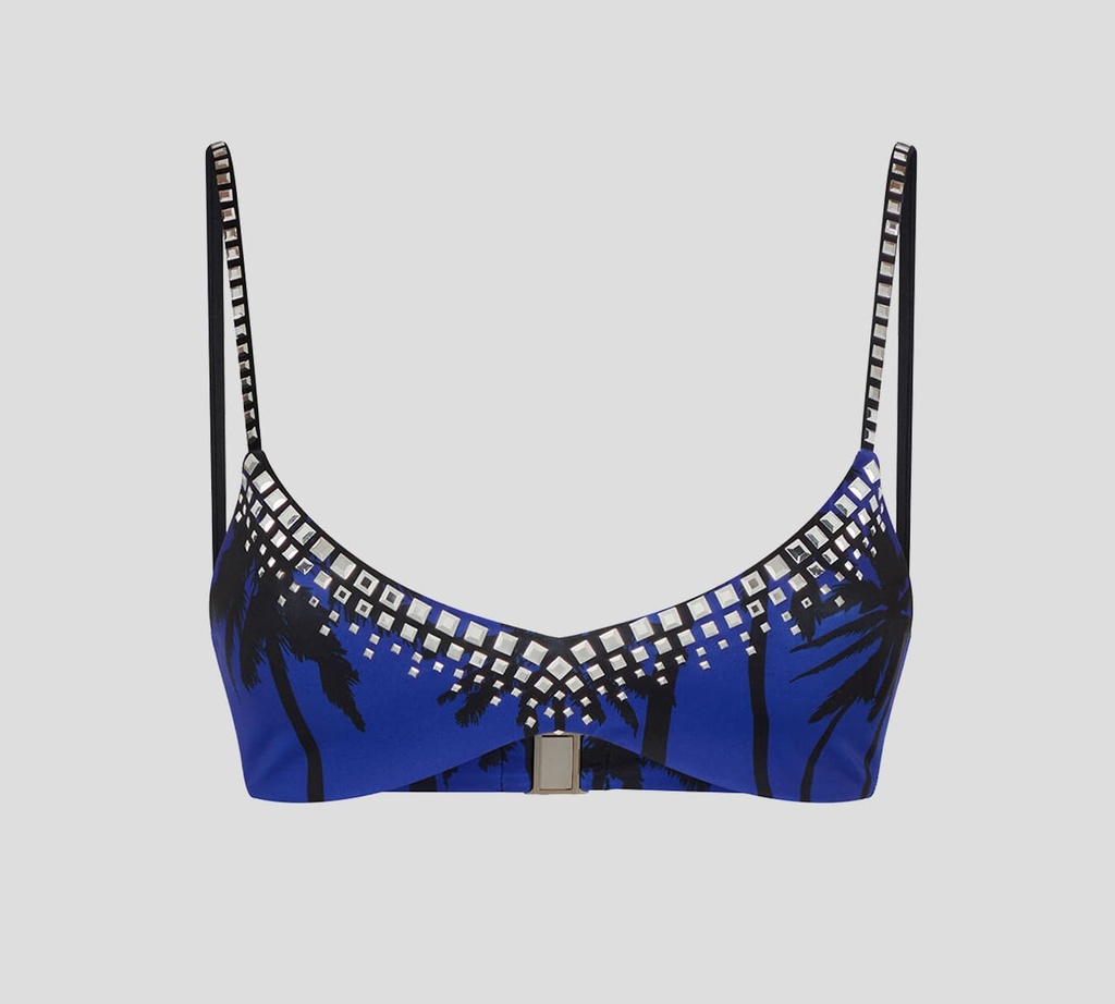 Dsquared2 - TOP DE BIKINI CON DETALLES METÁLICOS PLATEADOS Y ESTAMPADO DE PALMERAS