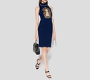 Moschino - VESTIDO DE PUNTO CON CUELLO ALTO Y DETALLE DE BORDADO SOBRE EL BUSTO