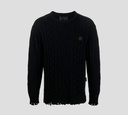 Philipp Plein - SWEATER TEJIDO CUELLO REDONDO CON ACABADOS DESHILACHADOS