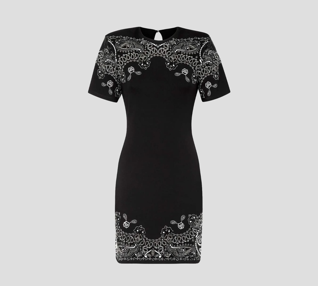 Philipp Plein - MINI VESTIDO CON PEDRERÍA Y BORDADOS DE ADORNO