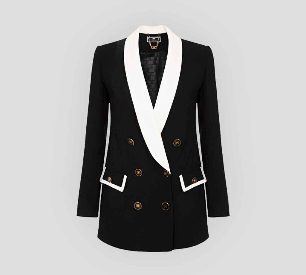 Elisabetta Franchi - BLAZER LARGO CON SOLAPA DISTINTIVA ADORNADO CON 6 BOTONES FRONTALES
