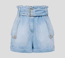 Elisabetta Franchi - SHORT DE JEAN CORTE ALTO CON CINTURÓN