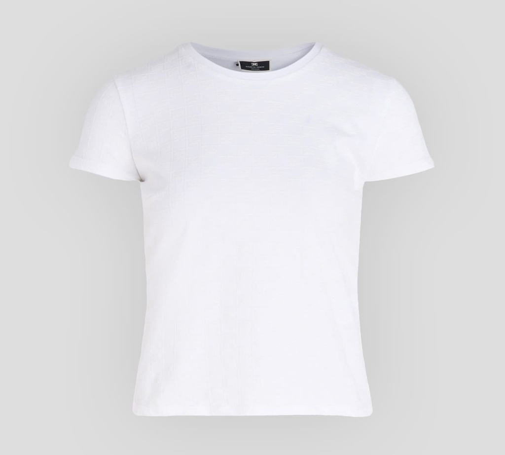 Elisabetta Franchi - FRANELA CUELLO REDONDO CON PATRÓN DE LOGO EN TERCIOPELO