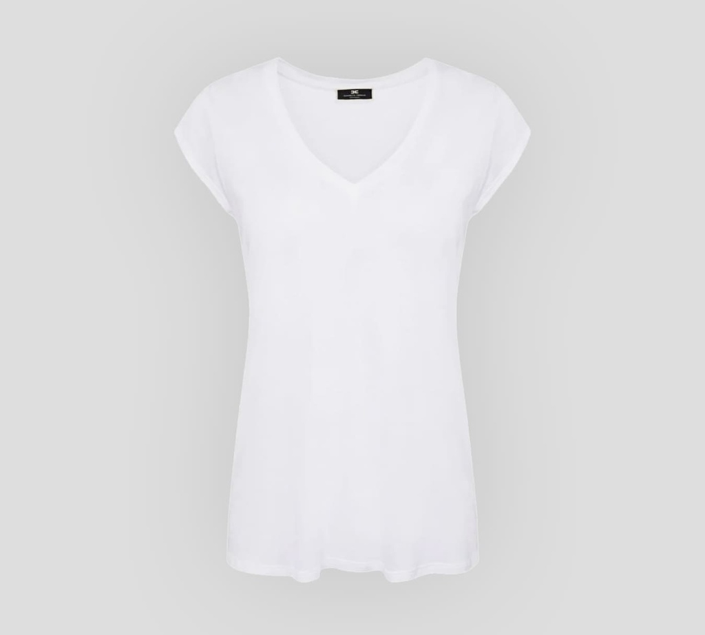 Elisabetta Franchi - FRANELA BÁSICA CUELLO "V" CON DETALLES SOBRE LAS MANGAS