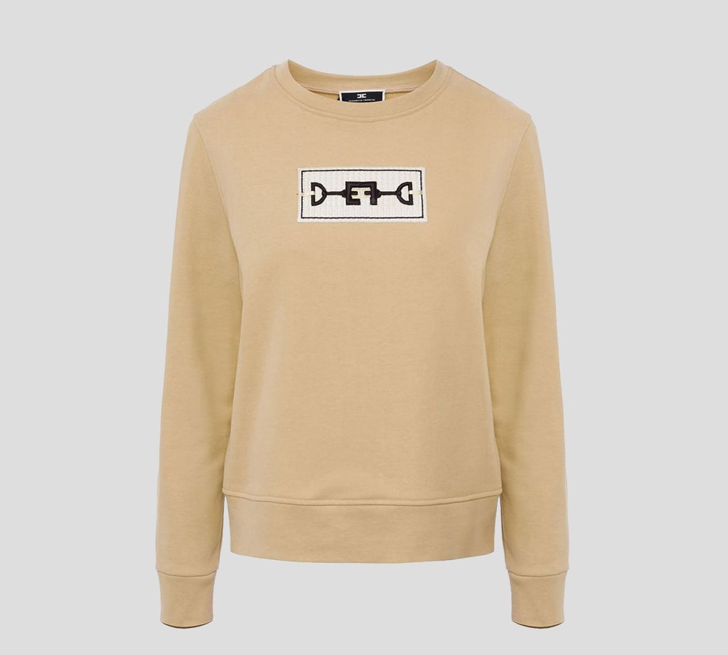 Elisabetta Franchi - SWEATER CUELLO REDONDO CON BORDADO ELISABETTA SOBRE EL PECHO