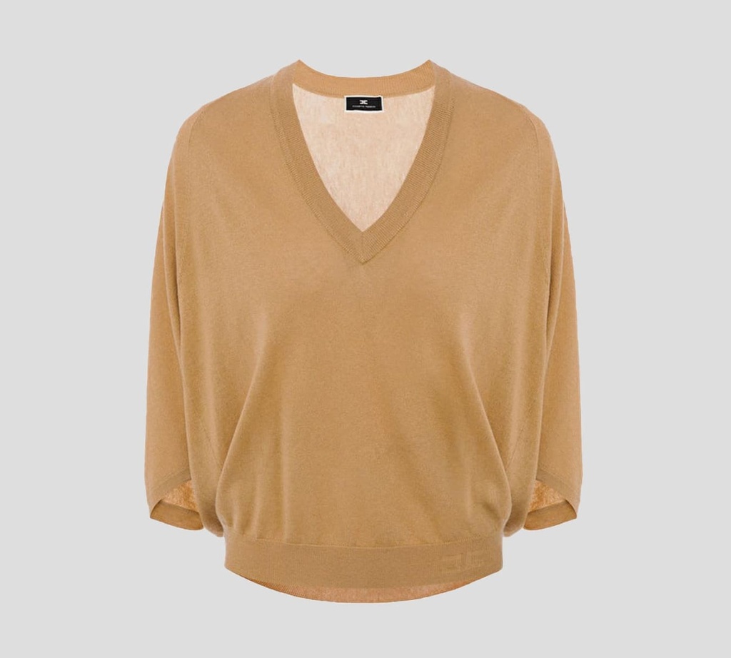 Elisabetta Franchi - SWEATER DE PUNTO CON MANGA MURCIELAGO Y CUELLO "V"