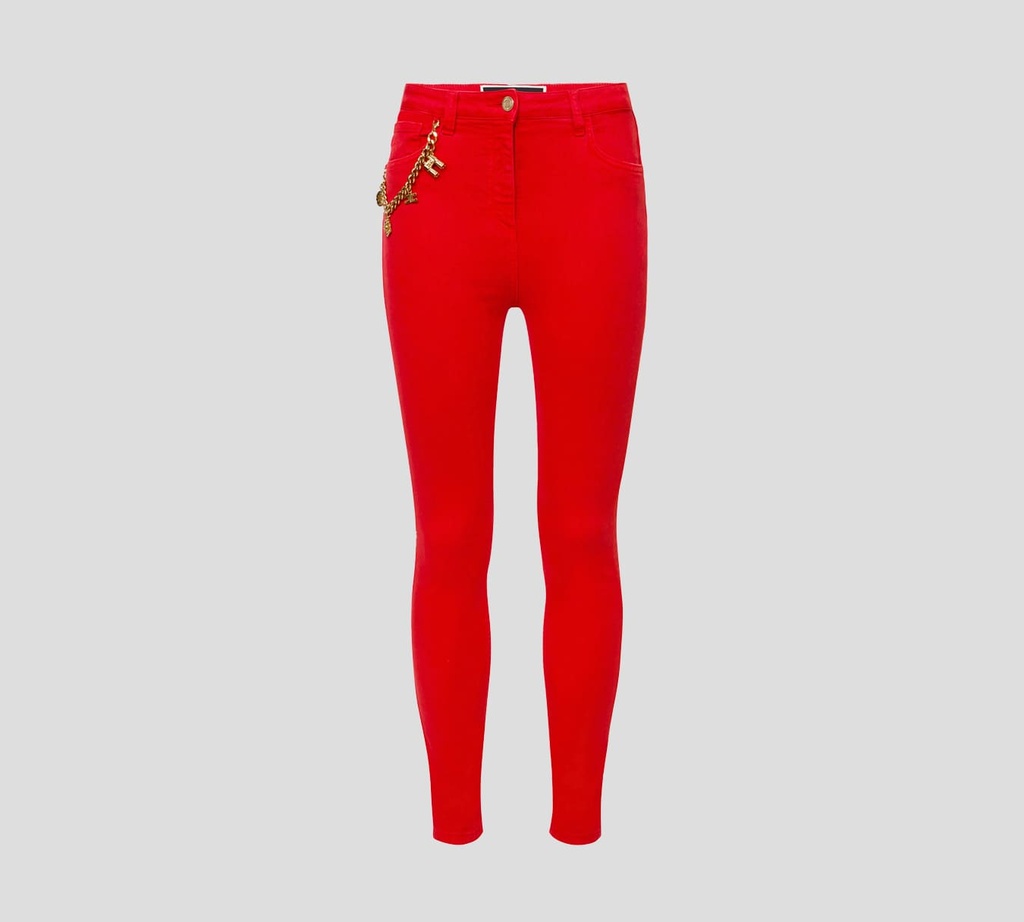 Elisabetta Franchi - SKINNY JEANS CON CADENA DORADA SOBRE BOLSILLO