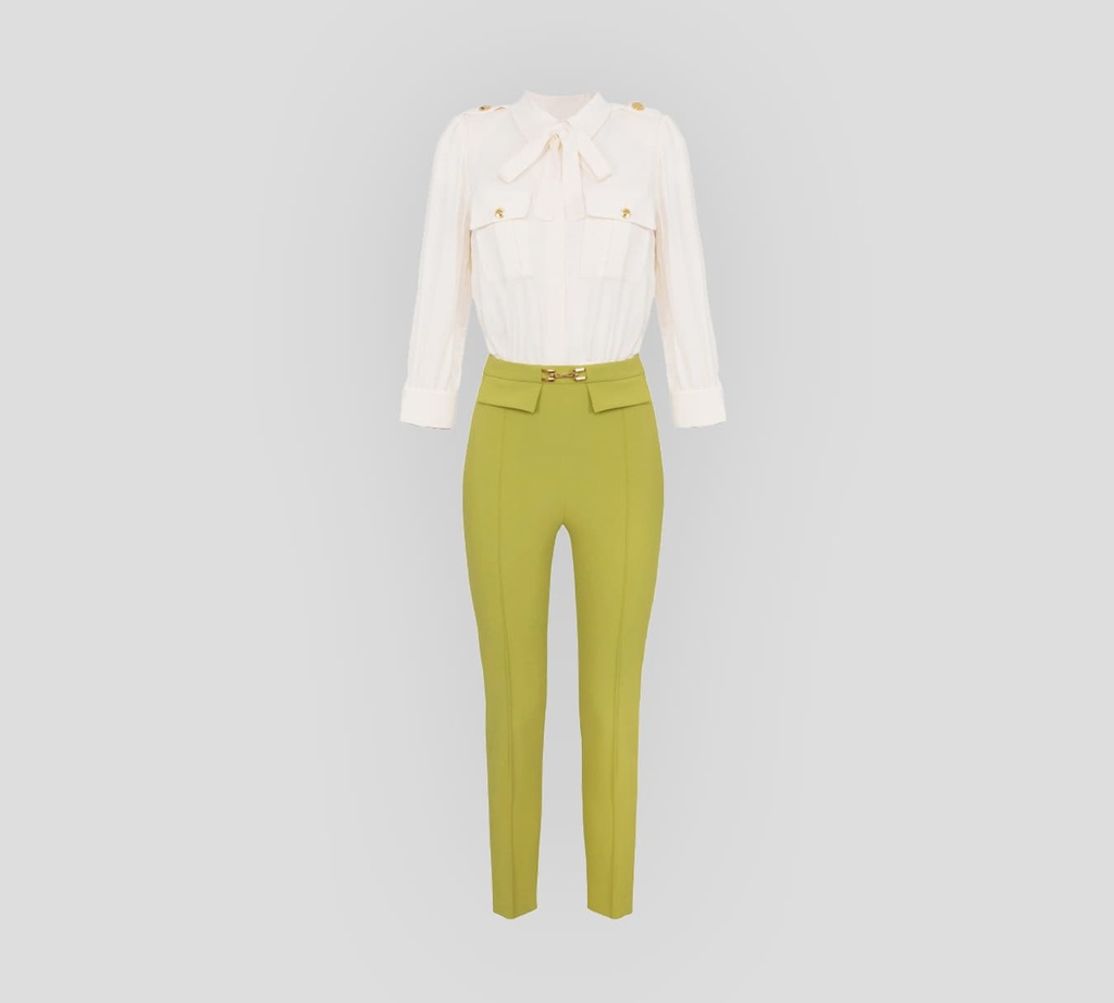 Elisabetta Franchi - SET DE BLUSA SUELTA Y PANTALÓN PLISADO