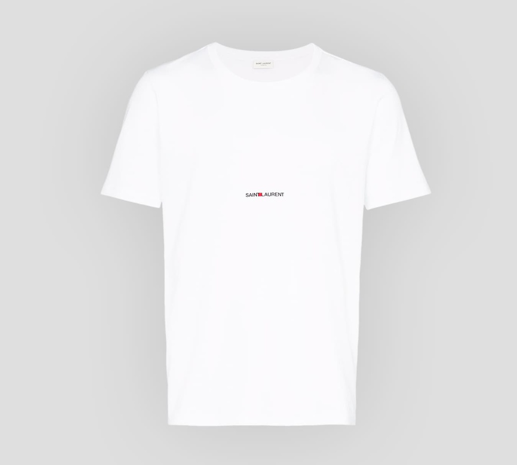 Saint Laurent - FRANELA BÁSICA CUELLO REDONDO CON LOGO ESTAMPADO