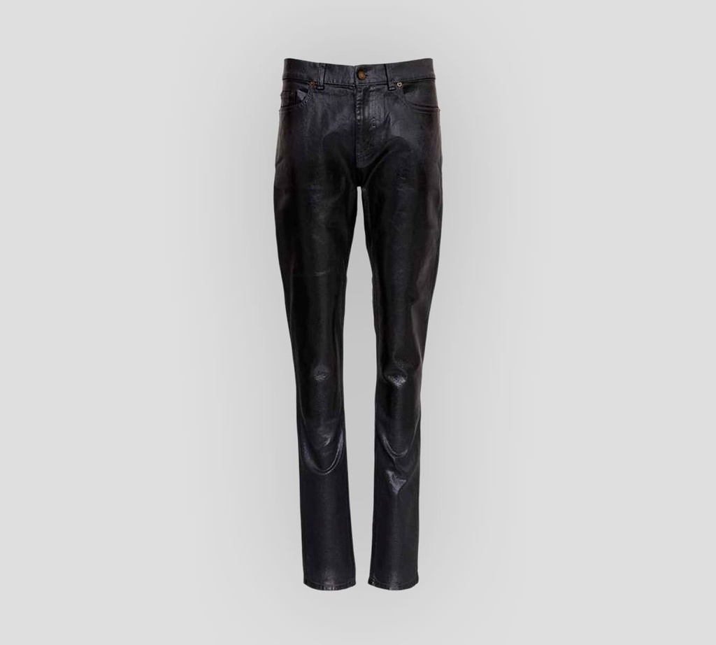 Saint Laurent - SKINNY JEANS CON ENCAPSULADO DE CUERO EXTERIOR
