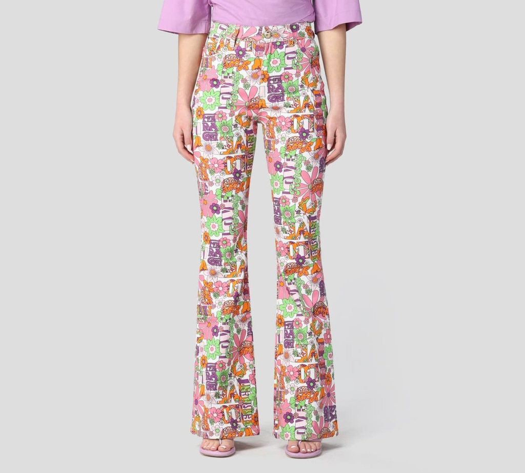 Chiara Ferragni - JEAN CON ESTAMPADO PSICODÉLICO BOTA ANCHA