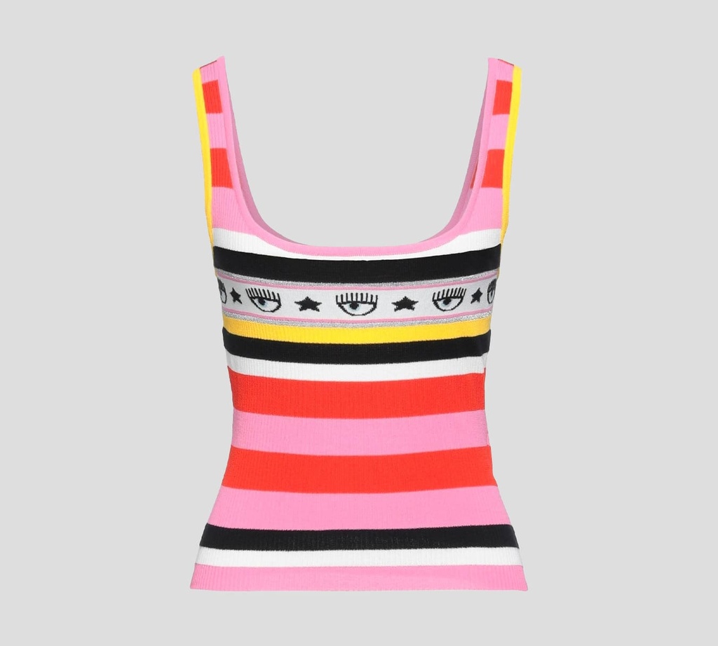 Chiara Ferragni - TOP MAXILOGO DE TIRAS CON FRANJAS HORIZONTALES MULTICOLOR