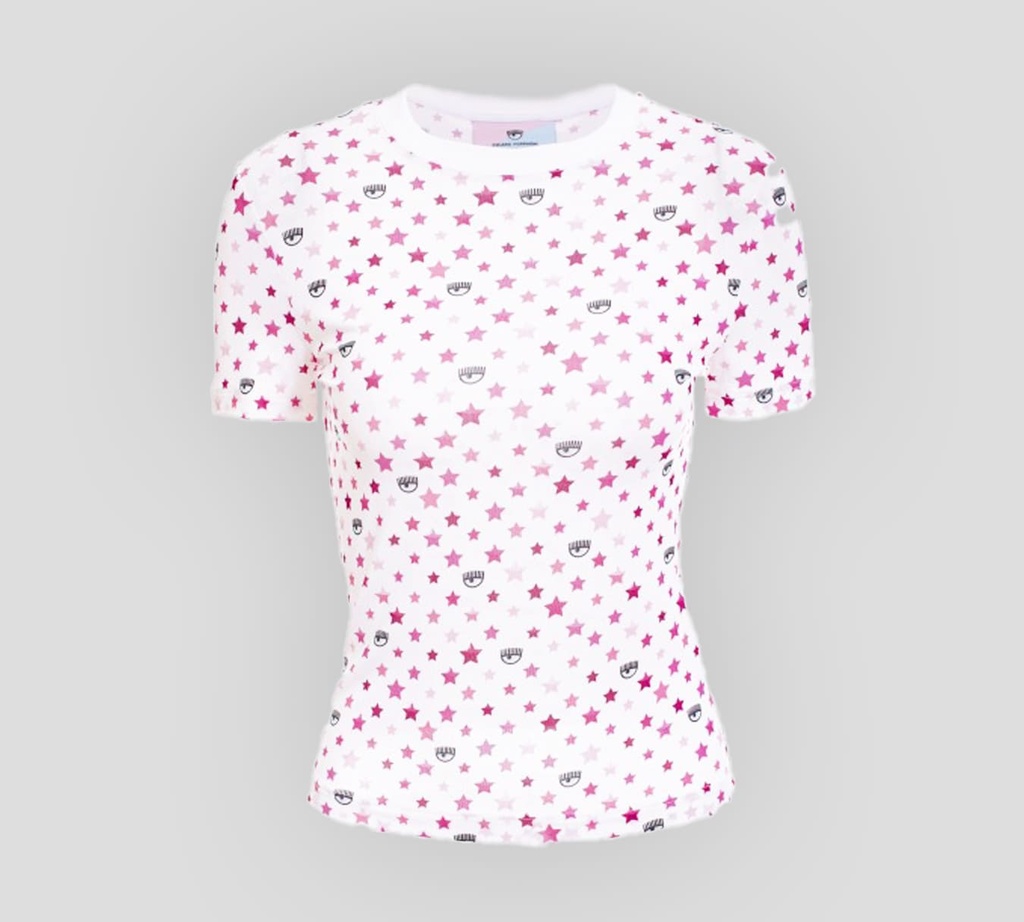 Chiara Ferragni - FRANELA CUELLO REDONDO CON MANGA CORTA Y ESTAMPADO DE ESTRELLAS Y OJO