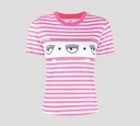 Chiara Ferragni - FRANELA MAXILOGO CON CUELLO REDONDO CON ESTAMPADO DE RAYAS ROSADAS