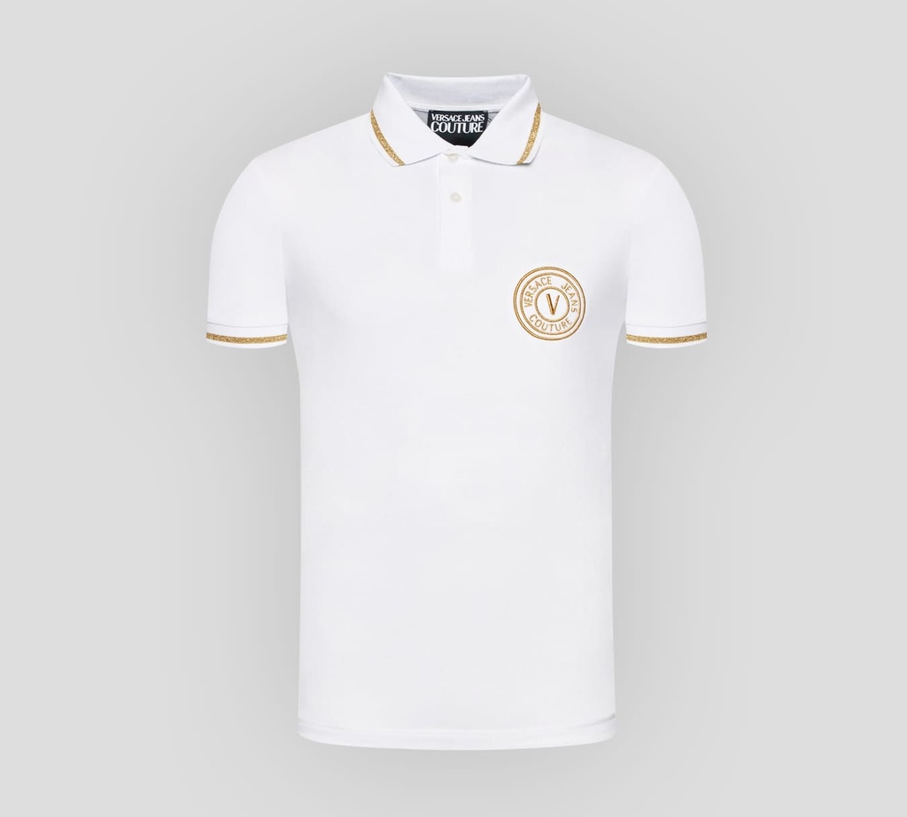 Versace Jeans Couture - POLO CON LOGO BORDADO SOBRE EL PECHO Y DETALLES DORADOS