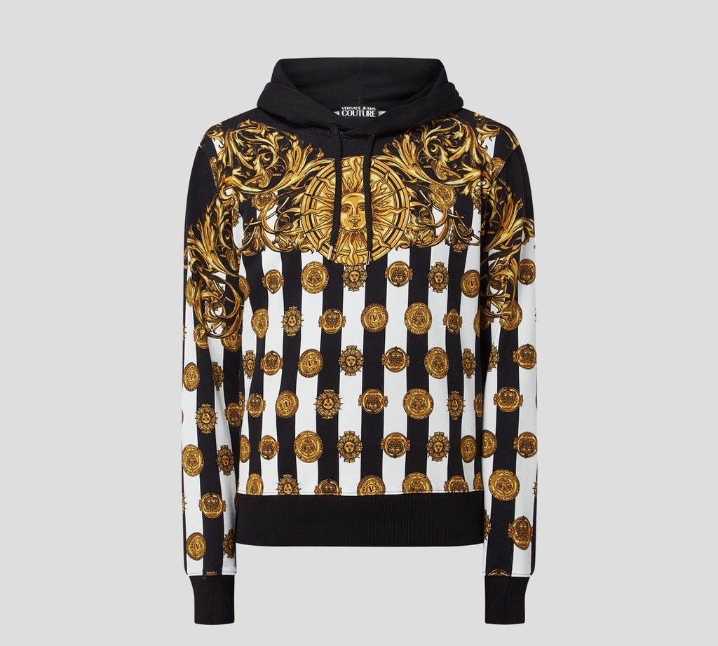 Versace Jeans Couture - SWEATER HODDIE CON ESTAMPADO GARLAND Y RAYAS