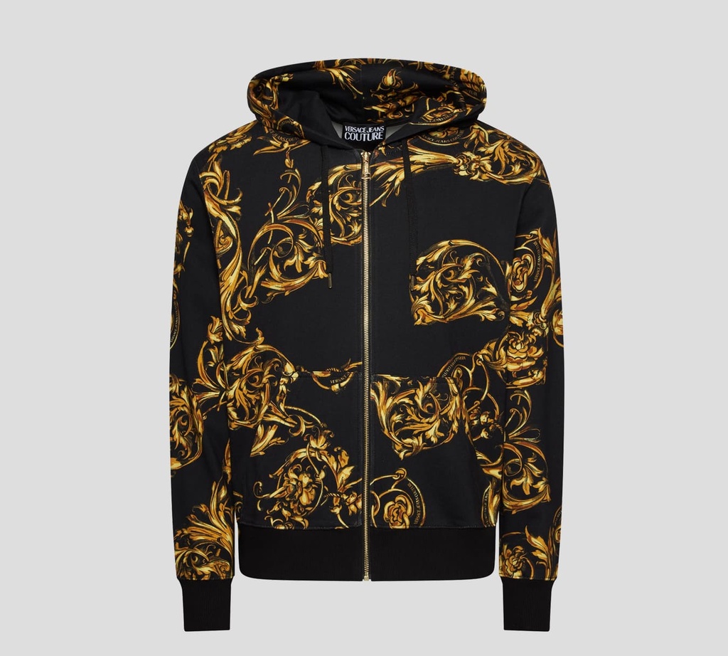 Versace Jeans Couture - HOODIE DE CIERRE Y DOBLE BOLSILLO FRONTAL CON ESTAMPADO GARLAND