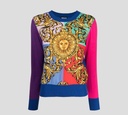 Versace jeans Couture - SWEATER DE PUNTO MULTICOLOR CON ESTAMPADO GARLAND FRONTAL