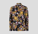 Versace Jeans Coutre - BLUSA MANGA LARGA ABOTONADA AL FRENTE CON ESTAMPADO GARLAND FLOREADO