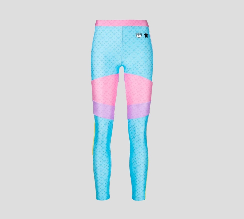 Chiara Ferragni - LEGGIN EN TELA DE LYCRA SEMI BRILLANTE MULTICOLOR CON ESTAMPADO DE OJOS Y ESTRELLAS