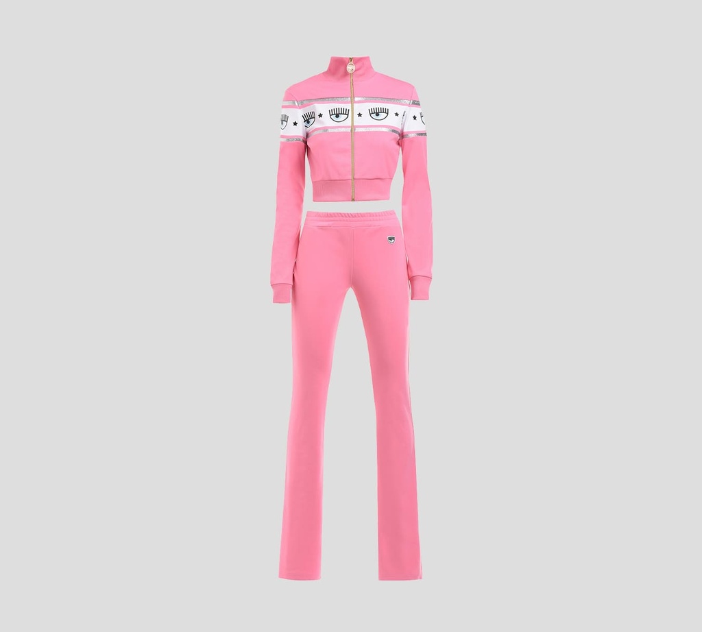 Chiara Ferragni - CONJUNTO DEPORTIVO MAXILOGO DE CHAQUETA CON CUELLO ALTO Y MONO DE BOTA ACAMPANADA