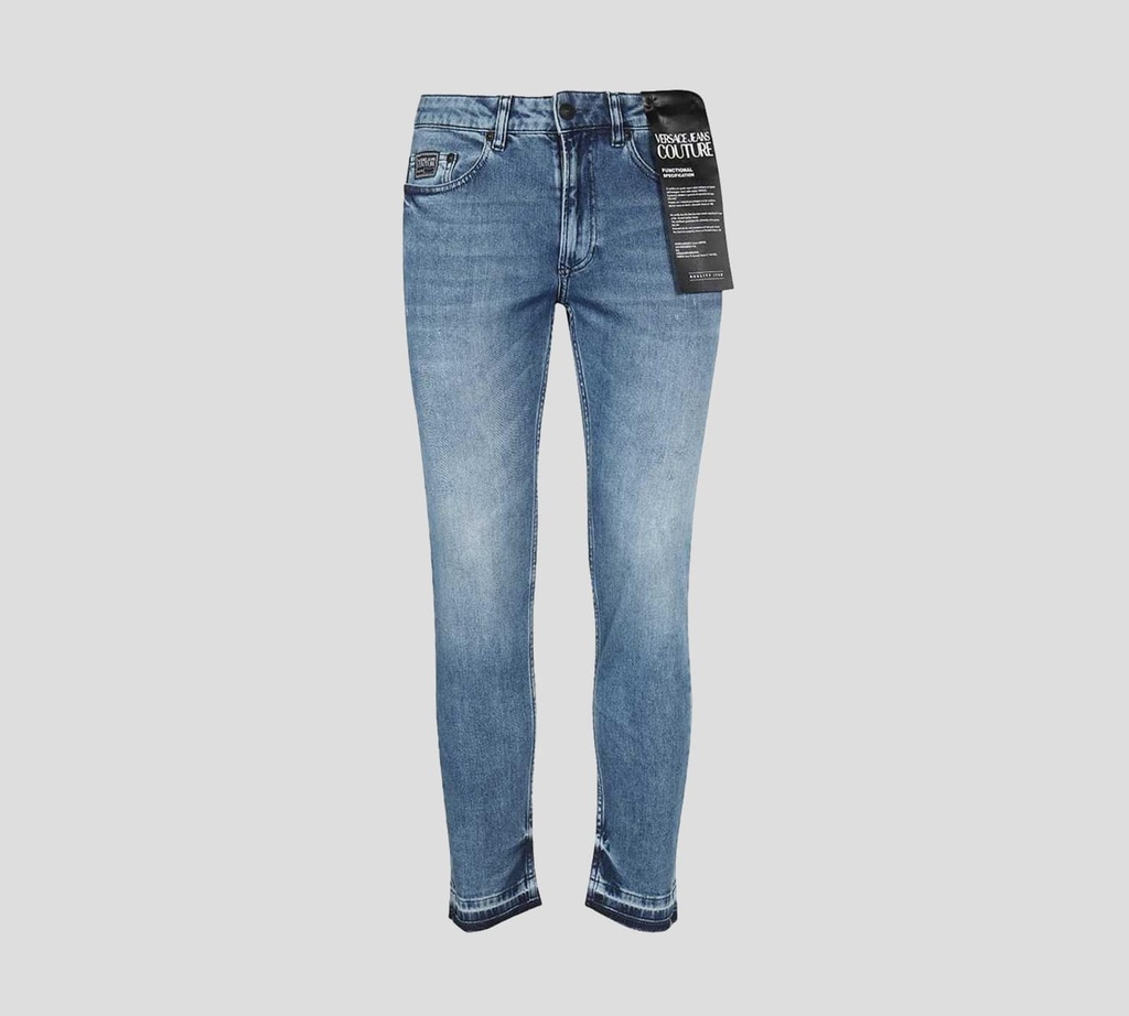 Versace Jeans Couture - JEANS CON RUEDOS RASGADOS Y LOGO ESTAMPADO SOBRE BOLSILLO TRASERO