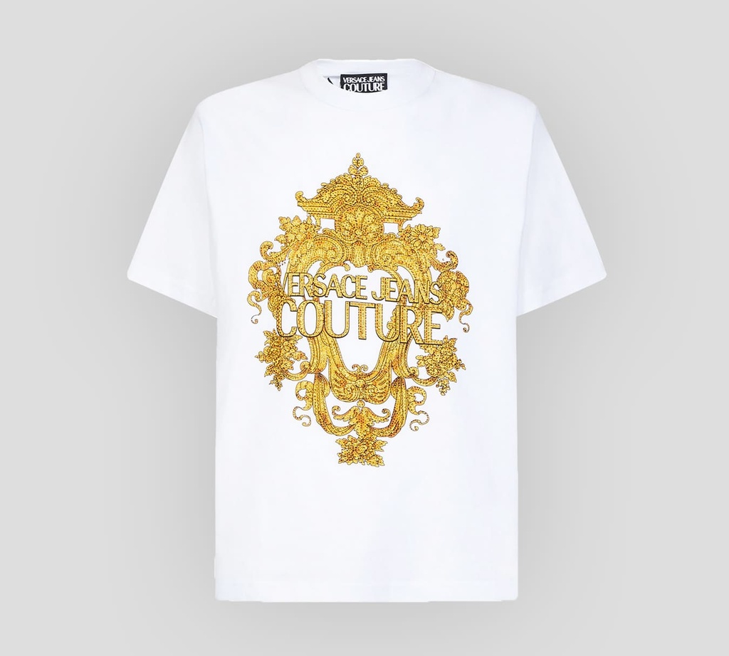 Versace Jeans Couture - FRANELA CON ESTAMPADO VJC GARLAND Y CRISTALES AL FRENTE