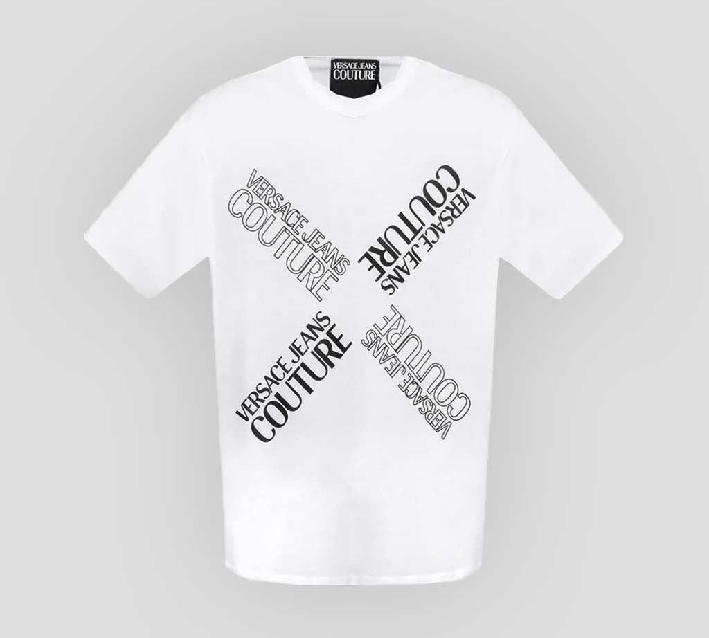 Versace Jeans Couture - FRANELA CUELLO REDONDO CON ESTAMPADO VJC EN FORMA DE "X" FRONTAL