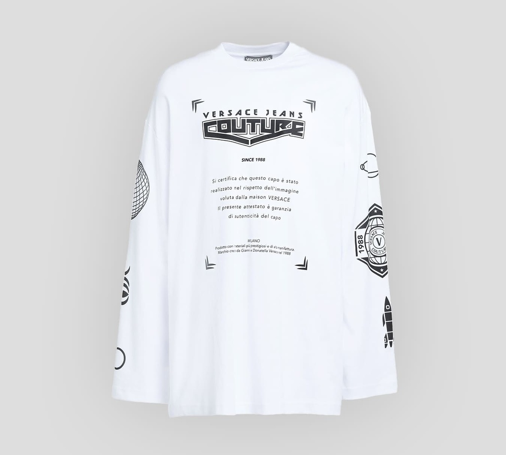 Versace Jeans Couture - SWEATER CUELLO REDONDO CON ESTAMPADO SPACE SOBRE PECHO Y MANGAS