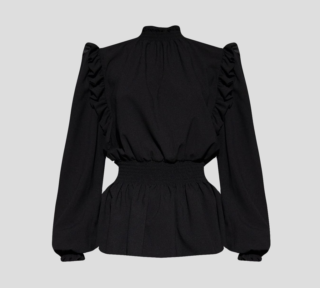 Versace Jeans Couture - BLUSA MANGA LARGA DE CREPÉ CON ELÁSTICOS EN CINTURA Y PUÑOS