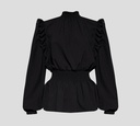 Versace Jeans Couture - BLUSA MANGA LARGA DE CREPÉ CON ELÁSTICOS EN CINTURA Y PUÑOS