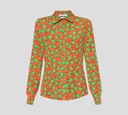 Moschino - BLUSA MANGA LARGA ABOTONADA CON ESTAMPADO DE CEREZAS VERDES