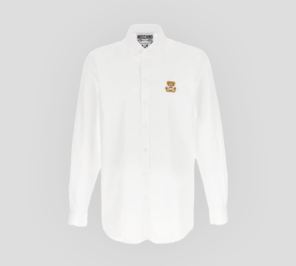 Moschino - CAMISA CON OSO BORDADO SOBRE EL PECHO