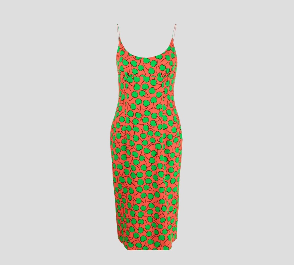 Moschino - VESTIDO CON ESTAMPADO DE CEREZAS VERDES