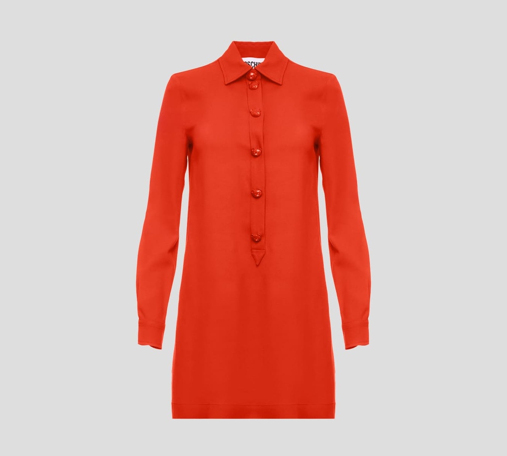 Moschino - VESTIDO DE BLUSÓN, MANGA LARGA CON BOTONES DE OSO