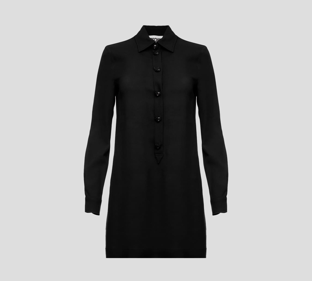 Moschino - VESTIDO DE BLUSÓN, MANGA LARGA CON BOTONES DE OSO