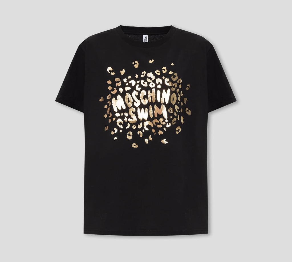 Moschino - FRANELA CUELLO REDONDO CON ESTAMPADO DE ANIMAL PRINT SOBRE EL PECHO