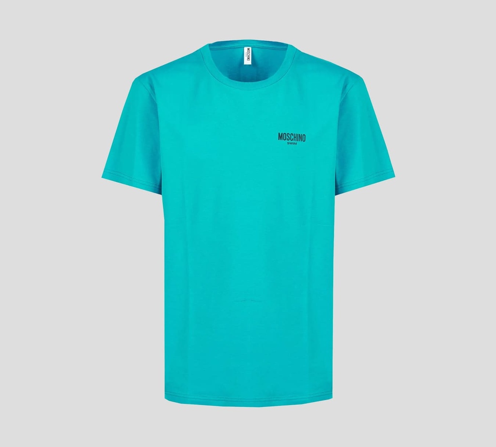 Moschino - FRANELA CUELLO REDONDO CON LOGO SWIM ESTAMPADO SOBRE EL PECHO