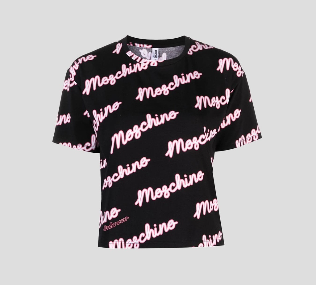 Moschino - FRANELA CUELLO REDONDO CON ESTAMPADO DE LETRAS SCRIPT