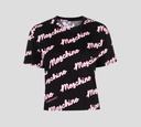 Moschino - FRANELA CUELLO REDONDO CON ESTAMPADO DE LETRAS SCRIPT