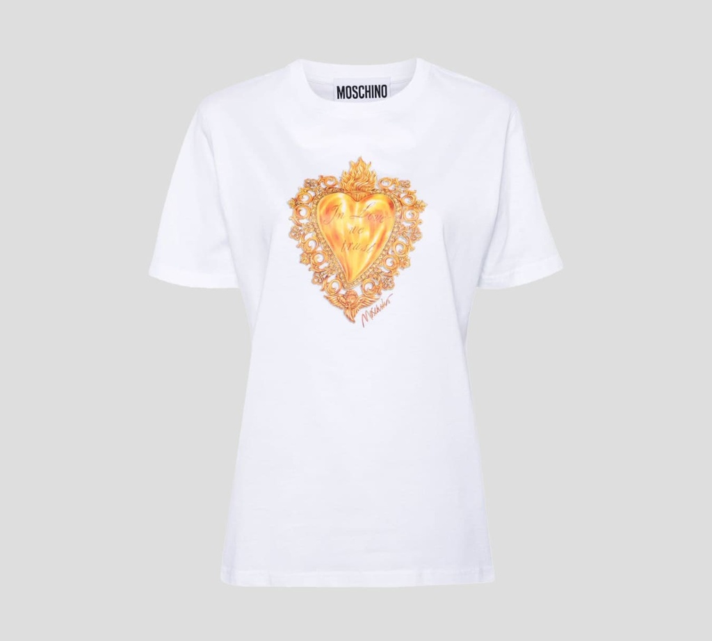 Moschino - FRANELA CUELLO REDONDO DE CORAZÓN DORADO