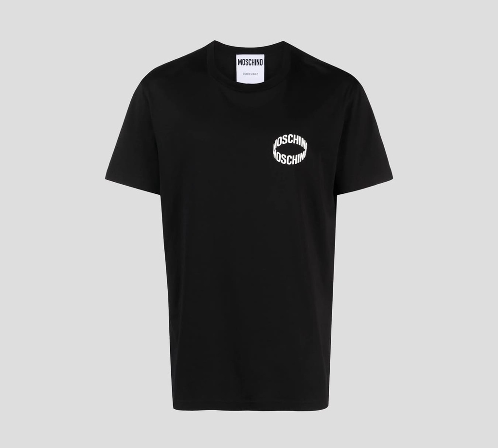 Moschino - FRANELA CUELLO REDONDO CON LOGO ELÍPTICO SOBRE EL PECHO