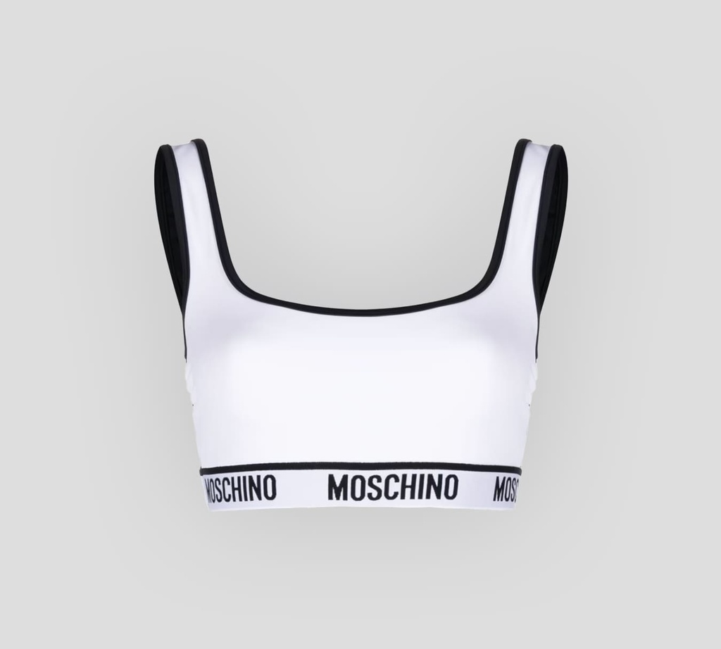 Moschino - TOP ÍNTIMO DEPORTIVO "BLACK AND WHITE" CON BANDA ELÁSTICA BAJO EL BUSTO
