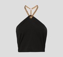 Moschino - TOP DE CORTE TRIÁNGULAR CON CIERRE LATERAL Y CADENA AL CUELLO