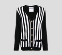 Moschino - CARDIGAN DE RAYAS VERTICALES "BLACK AND WHITE" CON DOBLE BOLSILLO FRONTAL